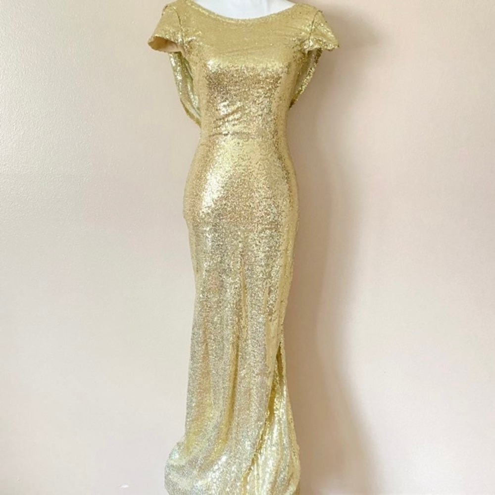 Sequin cowl back formal dress